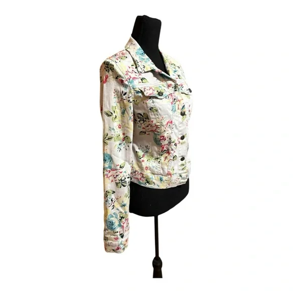 Jessica Simpson White Floral Jean Jacket - Picture 2 of 4